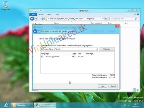 截图显示Windows 8 RP版语言包安装界面 截图显示Windows 8 RP版语言包安装界面