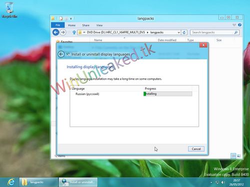 截图显示Windows 8 RP版语言包安装界面 截图显示Windows 8 RP版语言包安装界面