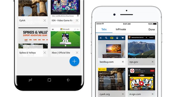 微软发布Edge for iOS/Android:insiders首尝鲜 iPhone and Android phone with Edge screens